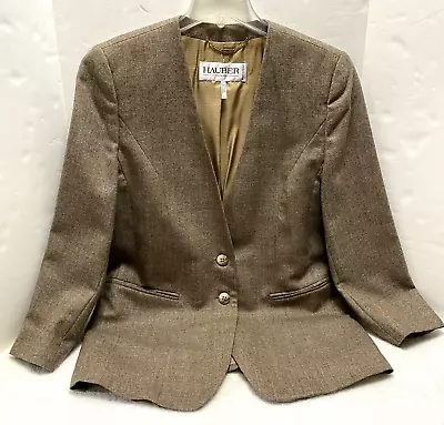 VINTAGE HAUBER Styled In GERMANY GB12-USA 8 Light Brown Wool Ladies Jacket • $15.99