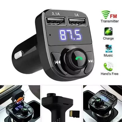 UK Car Wireless Bluetooth FM Transmitter MP3 Player USB Car Charger Adapter • £8.75