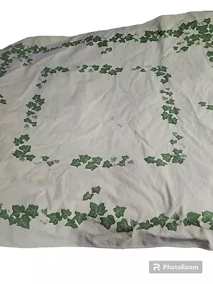 Thompson California Hand Prints Tablecloth Green Dark Green Ivy USA 46x50in Vtg • $24.29