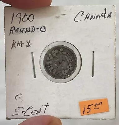 1900 ROUND O Silver Canada 5 Cents Queen Victoria Coin • $0.99