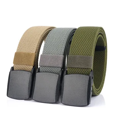 Men's Elastic Belt Strong Plastic Quick Release Nylon Buckle Unisex Stretch Belt • $9.99