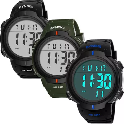 Mens Waterproof Digital Sports Watch LED Screen Large Face Military Watches Gift • $8.65