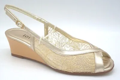 Lotus Ladies Size 3 4 5 6 8 Beige Gold Peep Toe Slingback Sandal Buckle Up Shoes • £14.99