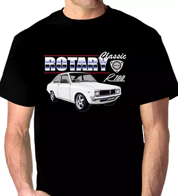 Mazda  R100  Re10  Rotary  Quality Black Tshirt ( 9 Car Colours)  Big Fit   • $38