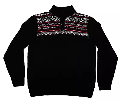 NEW NWT Men's Chaps Black Button Mock Neck Pullover Sweater MEDIUM $79.50 • $14.95