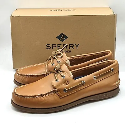 Sperry Men's Authentic Original Leather 2-Eye Moccasin Boat Shoe [Sahara Brown] • $59.99
