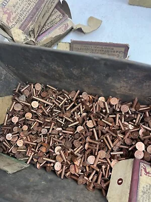 Vintage Copper Belt Rivets Lot Of 8 Lb-Chase Brass & Copper Co- Made In The USA • $120