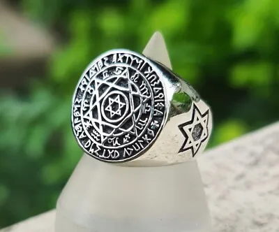 Solomon Hexagram Ring 925 STERLING SILVER David Star Zodiac Kabbalah Hermetic • $59.99