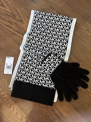 Michael Kors BLACK Hat Glove Gift Set  $148 MSRP MK  ONE SIZE 60” WARM SCARF LOT • $48