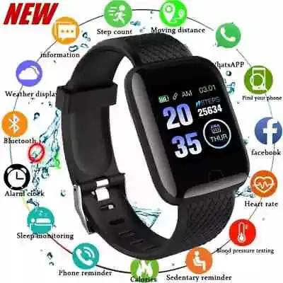 Smart Watch Men Women Fitness Tracker Blood Pressure Heart Rate Sport Watches • £8.95