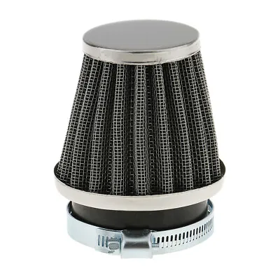 Black Universal Cone 50mm Mesh Air Filter With Adaptors For Motorcycle • £7.54