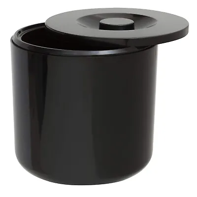 Black Plastic Ice Bucket For Home Bar Pub Ice Cooler Internal Drainer 4ltr Round • £15.95