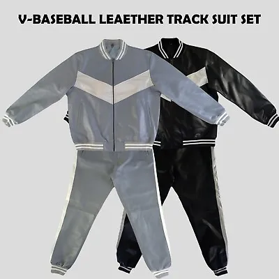 Men's V-baseball Leather Track Suit Sweatsuit • $135