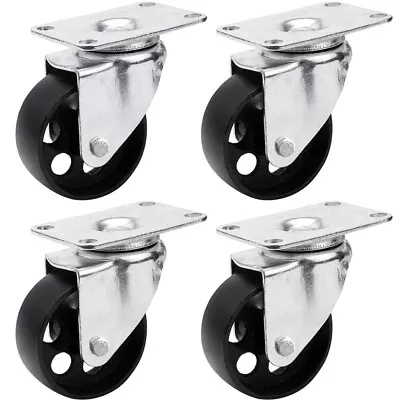 4Pcs Solid Heavy Duty Cast Iron Swivel Plate Caster Wheels 3.5  Dia. No Brake • $29.89