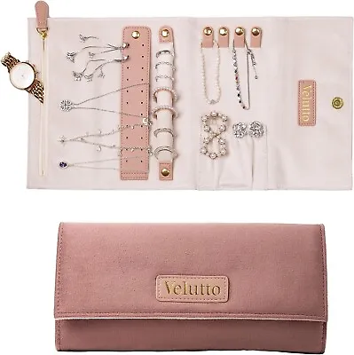 Velutto Luxury Travel Jewelry Organizer Velvet Jewelry Roll Jewelry Case Ital... • $28.99