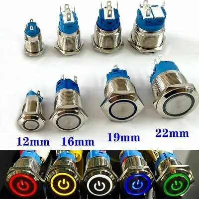 Push Button Switch LED Light Momentary Latching For Car Engine Waterproof Metal • £8.62