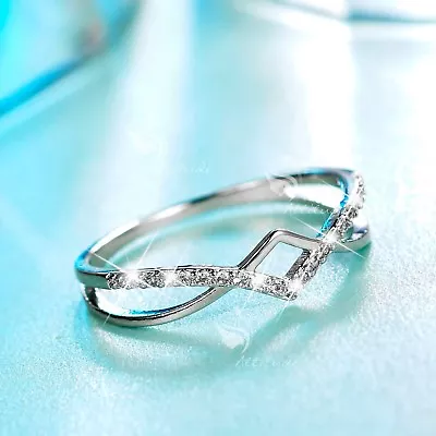 18K White Gold GF Women's Wedding Ring Simulated Diamond Slim Simple Fashion • $15.99