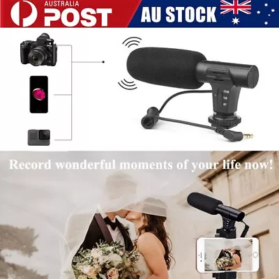 Camera Mic Video Microphone For DSLR Interview Canon Nikon Sony Fuji 3.5mm Jack • $24.98