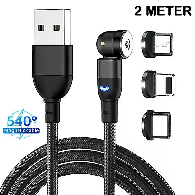 Magnetic Charging Cable Data Charger Cord For LPhone/Type C/Micro USB 3in1 2M • $10.99