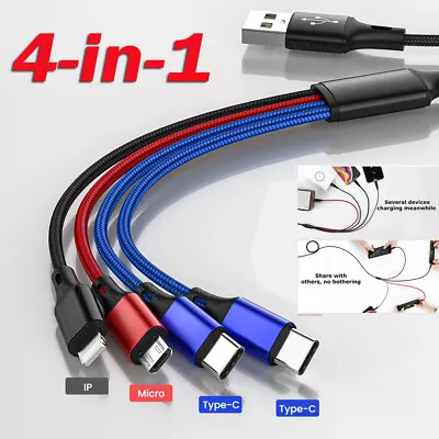 4 In1 Multi USB Charging Cable Fast Charger Cord For IPhone/Samsung/Type C/Micro • $8.99