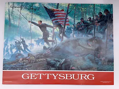 MORT KUNSTLER HAND SIGNED GETTYSBURG CIVIL WAR POSTER For LARRY T. 18  X 24  ART • $59