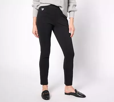 Quacker Factory Women's Petite Pants PL Short DreamJeannes Pull-On Black A629795 • $19.80