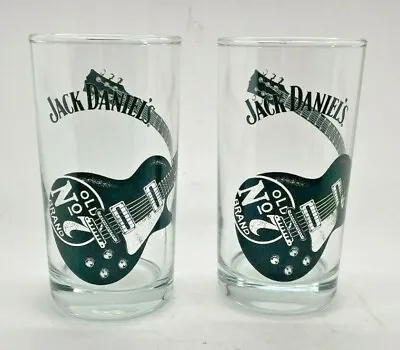 2 X JACK DANIELS GUITAR LOGO GLASSES - PAIR TWO TUMBLER HOME BAR WHISKEY WHISKY • £14.99