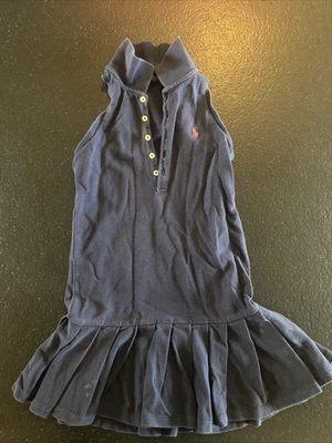 £5 • Buy Girls Ralph Lauren Polo Mesh  T Shirt  Dress  Cotton  Navy For Age 6