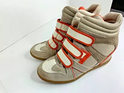 Skechers Womens Sz 10 High Top Plus 3 Tan Orange Shoes Kicks Suede Wedge Ankle • $32.34