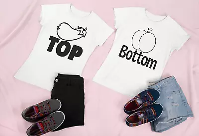 Top & Bottom Couple Gay T Shirt Set Funny Couple Gift Matching T Shirts Gift • £14.99