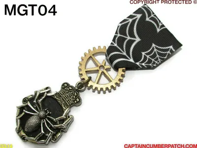 Steampunk Badge Brooch Gothic Pin Drape Medal Silver Spider Cobweb Arachnid #GT4 • $11.37