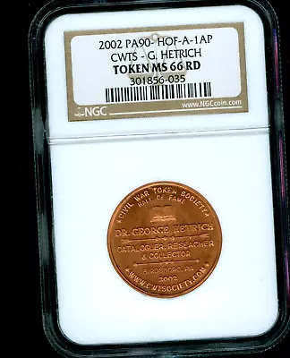 Civil War Token  2002 Pa 90 A-ap G.hetrich Ngc Ms 66 Rd • $21.50
