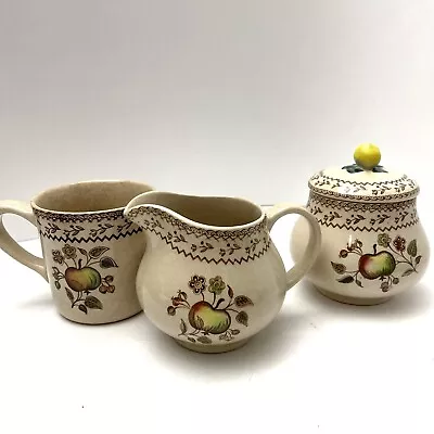 English Sugar Bowl & Creamer Apple Design  W Coffee Mug   -  Made In England • $14.99