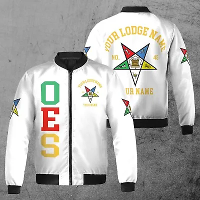 Custom Name Order Of The Eastern Star Masonic Lodge OES 3D Bomber Jacket S-5XL • $46.59