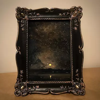 Vintage Black Framed Original Oil Painting On Canvas 12x17cm. Birthday Gift Idea • $280