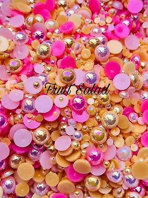 Mixed Flat Back Pearls Rhinestones Embellishments Face Gems Craft Card Making • £3.55