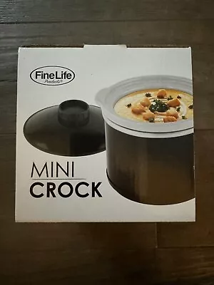 New FineLife Mini 0.65 Quart Black Crock Pot W/ Removable White Stoneware Crock • $15