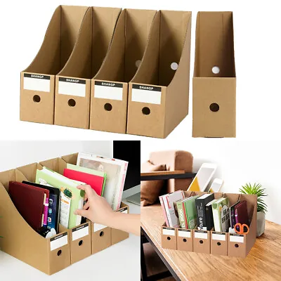 5 PACK White Magazine Office File Organiser Holder Paper Storage Box Folder▁∞ • £12