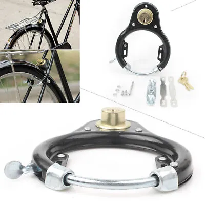 Safe Vintage Bicycle Bike Lock Pad Lock Wheel Anti-theft Set Iron Security W/key • $12.57