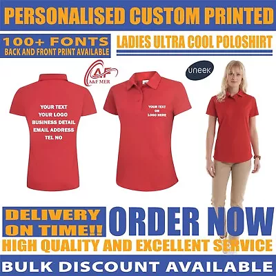 Personalised Custom Ladies Ultra Cool Polo Shirt Your Text Logo Unisex UC126 • £7.99