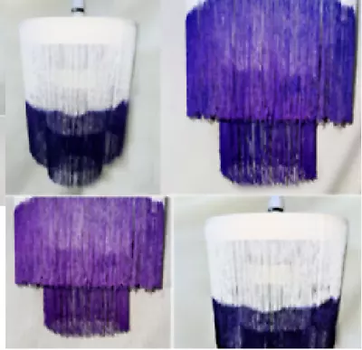 2 TIER MODERN STRING STYLE PURPLE & WHITE CEILING PENDANT LIGHT SHADE 30cm • £17.95