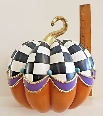 NEW Mackenzie Childs 10.5  Tall FAIRYTALE COURTLY CHECK PUMPKIN Hand-Painted • $165