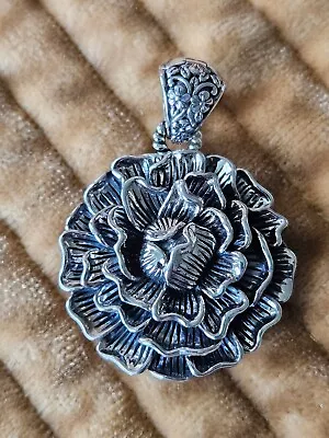 JAI John Hard Peony Flower Sterling Silver Pendant/enhancer - Mint • $99