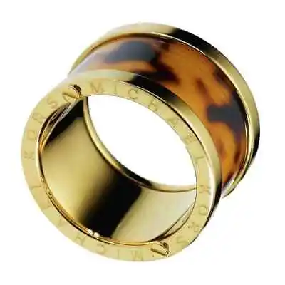 Michael Kors Gold Tone Tortoise Barrel Ring Size UK L / US 6 Shell ( MKJ16107106 • £55