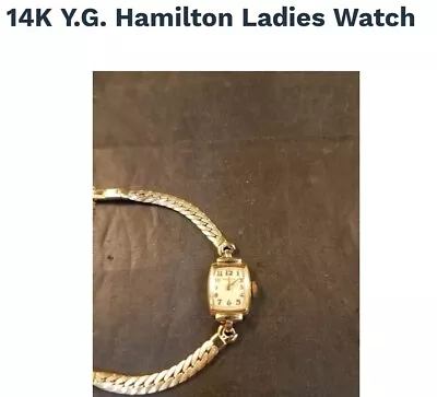 14k Yellow Gold Hamilton Ladies Vintage Watch. • $66.68