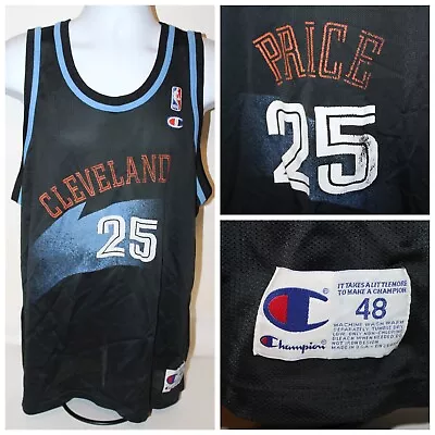 Vintage 90s Champion Mark Price Black Cleveland Cavaliers NBA Jersey Mens 48 XL • $79