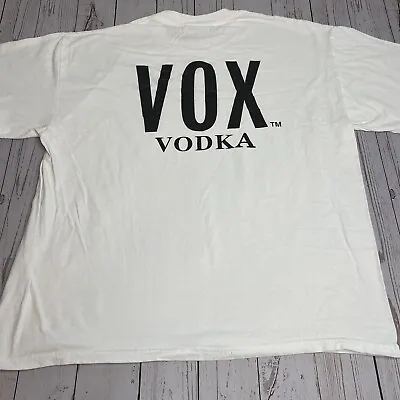 VOX Vodka Promo Graphic T Shirt Mens Size XL Short Sleeve White Black Alcohol • $13.95