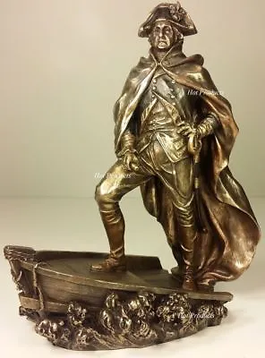 9 1/2  GEORGE WASHINGTON Crossing The Delaware Statue Antique Bronze Color • $69.98