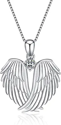Angel Wings Necklace 925 Sterling Silver Guardian Angel Wings Pendant Necklace B • $40.97