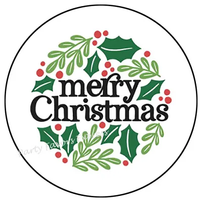 Merry Christmas Holly Envelope Seals Labels Stickers Party Favors • $2.45